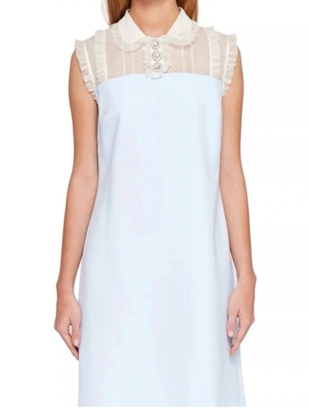 Ted Baker Carsey Tunic Dress Ivory Chiffon Yoke Frill Crystal Buttons 2